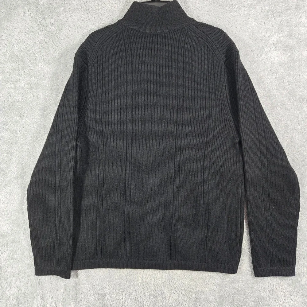 Banana Republic Mens Large Black Italian Merino Wool Full Zip Sweater Old Money